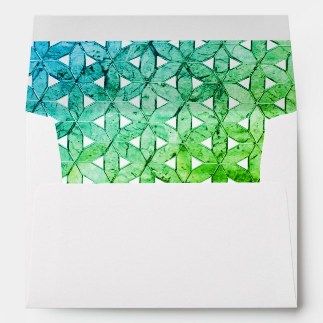 Elegant teal blue flower of life pattern envelope (Back (Bottom))