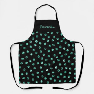 Elegant Teal Blue Green Sparkle Gems Girly Apron
