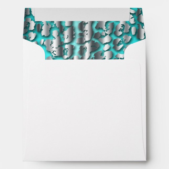 Elegant Teal Blue Leopard Envelope (Back (Bottom))