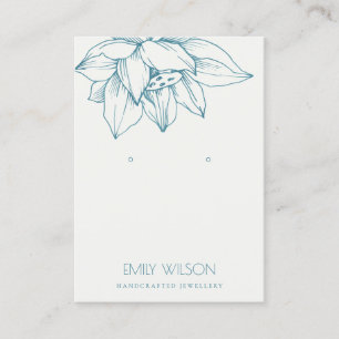 ELEGANT TEAL BLUE LOTUS SIMPLE EARRING DISPLAY BUSINESS CARD