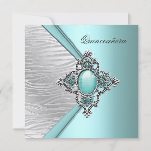 Elegant Teal Blue Quinceanera Invitation