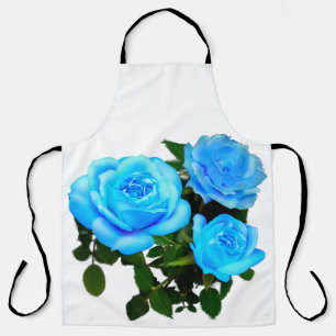 Elegant teal blue roses blue floral blue flowers apron