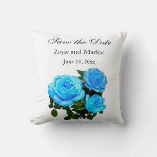Elegant teal blue roses blue floral blue flowers cushion