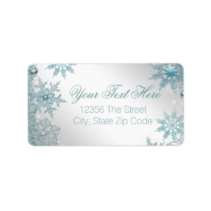 Elegant Teal Blue Snowflake Label