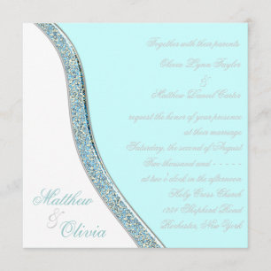 Elegant Teal Blue Wedding Invitation