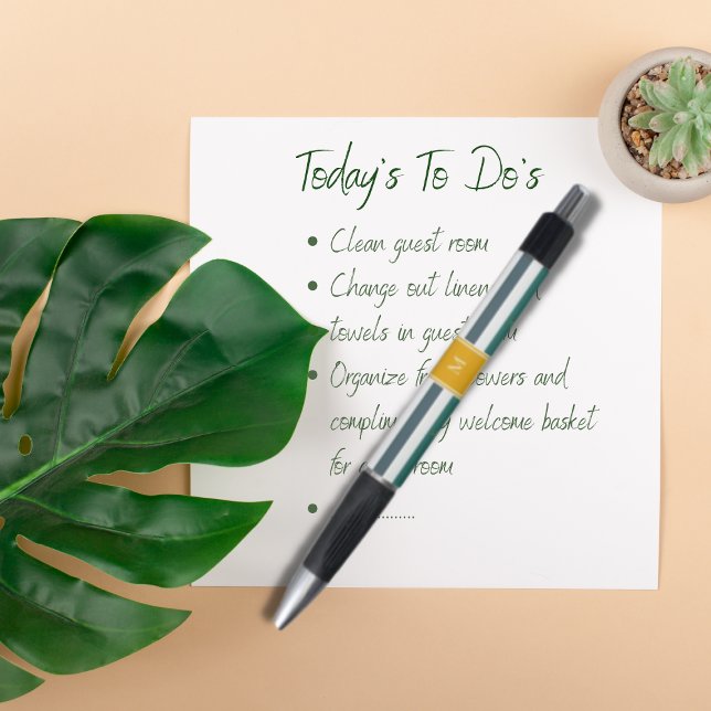 Elegant Teal Blues White Striped Monogram B & B (Creator Uploaded)