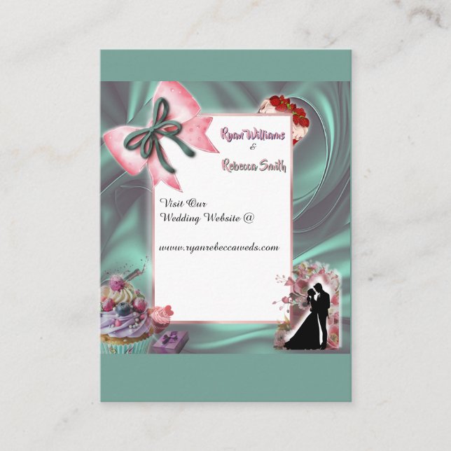 Elegant Teal & Blush Floral Wedding Enclosure Card (Front)