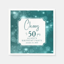 Elegant Teal Bokeh Sparkle 50th Birthday Party 