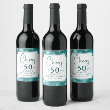 Elegant Teal Bokeh Sparkle 50th Birthday Party 