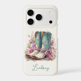 Elegant Teal Boots with Flowers Monogrammed