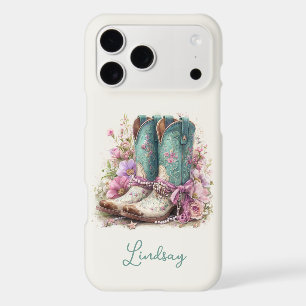 Elegant Teal Boots with Flowers Monogrammed