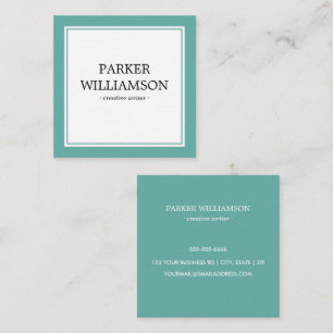 Elegant Teal border minimalist Square Business Card