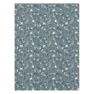 Elegant Teal Botanical Swirl Seamless Pattern Tablecloth