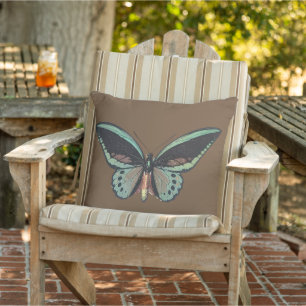 Elegant Teal Brown and Black Butterfly Cushion