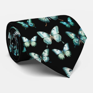 Elegant Teal Butterfly Neck Tie