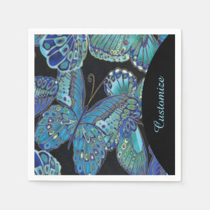 Elegant Teal Butterfly Pattern Napkins