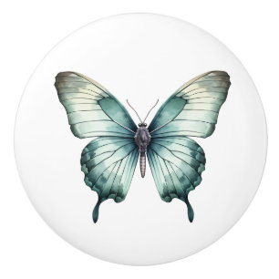 Elegant Teal Butterfly Turquoise Blue Drawer Knob