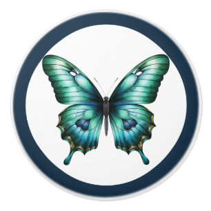 Elegant Teal Butterfly Turquoise Blue Drawer Knob