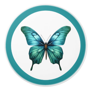 Elegant Teal Butterfly Turquoise Blue Drawer Knob