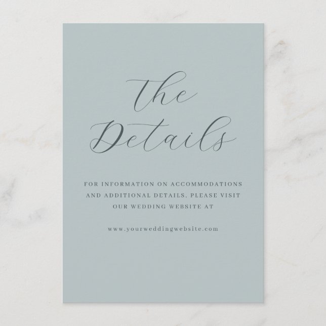 Elegant Teal Calligraphy Details Enclosure Card (Front)