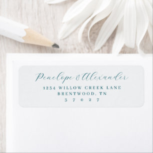 Elegant Teal Calligraphy Return Address Label