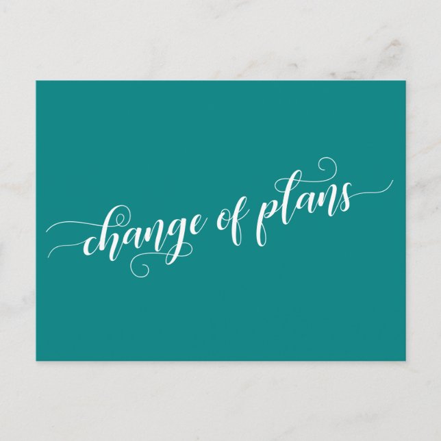 Elegant Teal Change of Plans Postponed Wedding Postcard (Front)