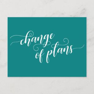 Elegant Teal Change of Plans Postponed Wedding Postcard
