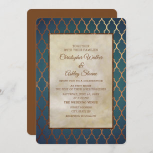 Elegant Teal Copper Wedding Invitation