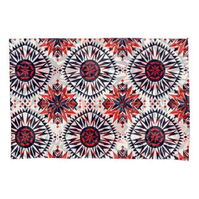 Elegant Teal "Cosmic Interlock" Cotton Pillowcase  (Front-Left)