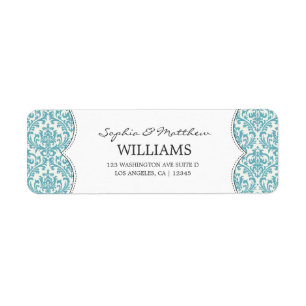 ELEGANT TEAL DAMASK ADDRESS LABELS