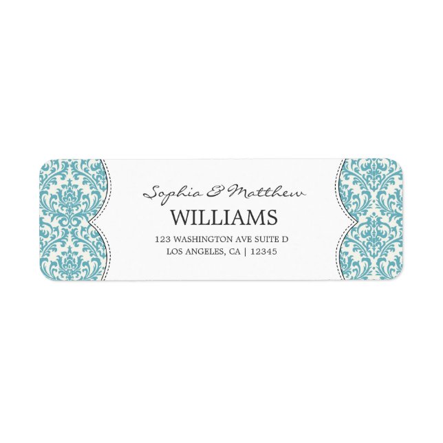 ELEGANT TEAL DAMASK | ADDRESS LABELS (Front)