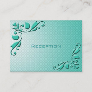 Elegant teal decorative floral wedding reception enclosure card