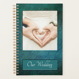 Elegant Teal Embossed Wedding   Planner