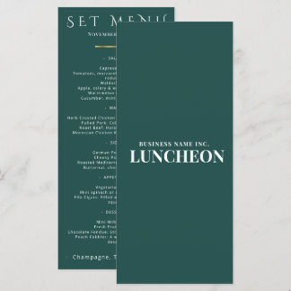 Elegant Teal Event Menu Card Corporate Wedding