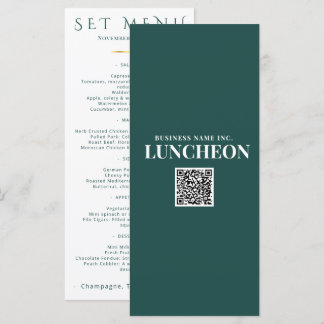 Elegant Teal Event Menu Logo Corporate Wedding