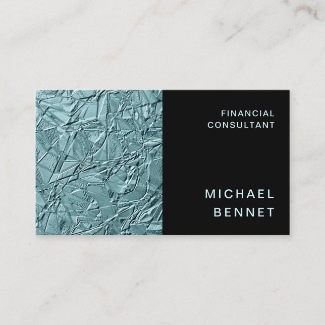 Elegant Teal Finance Consultant Business Ca Business Card (Front)