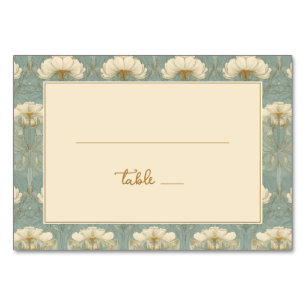 Elegant Teal Floral Border Table Number