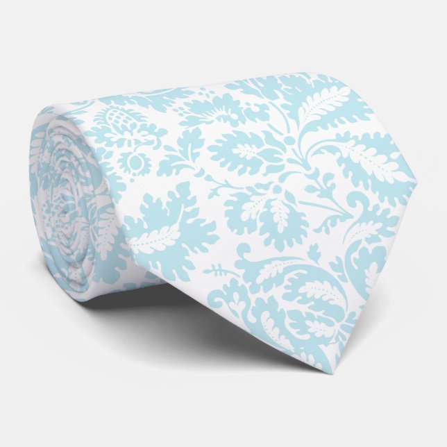 Elegant Teal Floral Botanical Tie (Rolled)