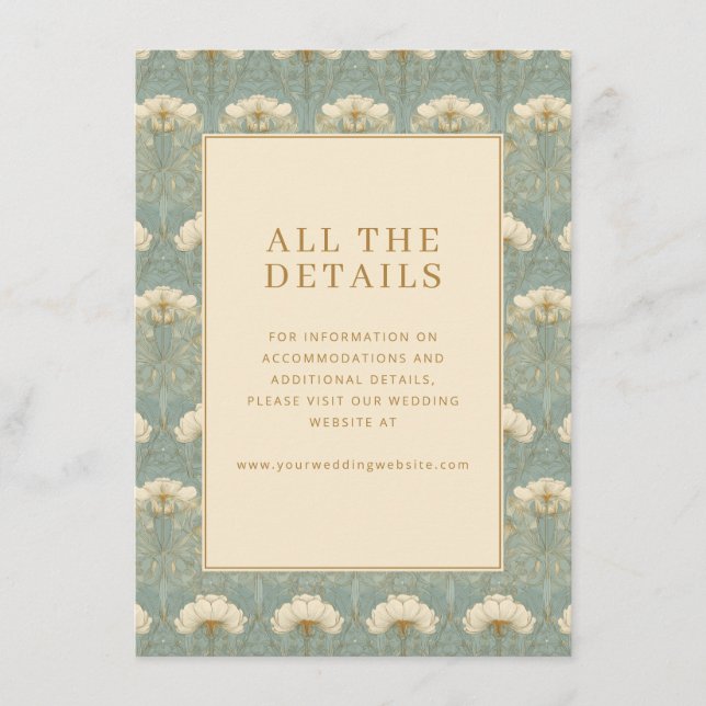 Elegant Teal Floral Enclosure Card (Front)