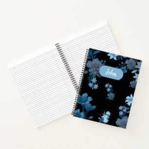 Elegant Teal Floral Pattern Spiral Notebook