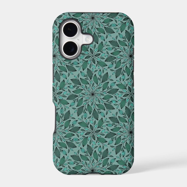 Elegant Teal Floral Pattern with Leaf Mandala  (Back)