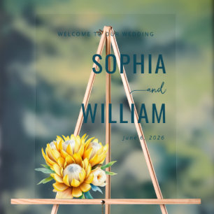 Elegant Teal Floral Wedding Sign