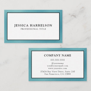 Elegant Teal Foil Edged Business Card
