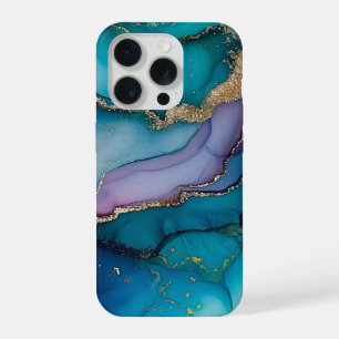 Elegant Teal Glitter Marble iPhone 15 Pro Case