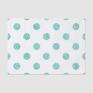 Elegant Teal Glitter Polka Dots Pattern Tissue Paper