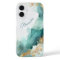 Elegant Teal Gold Abstract Watercolor Custom Name
