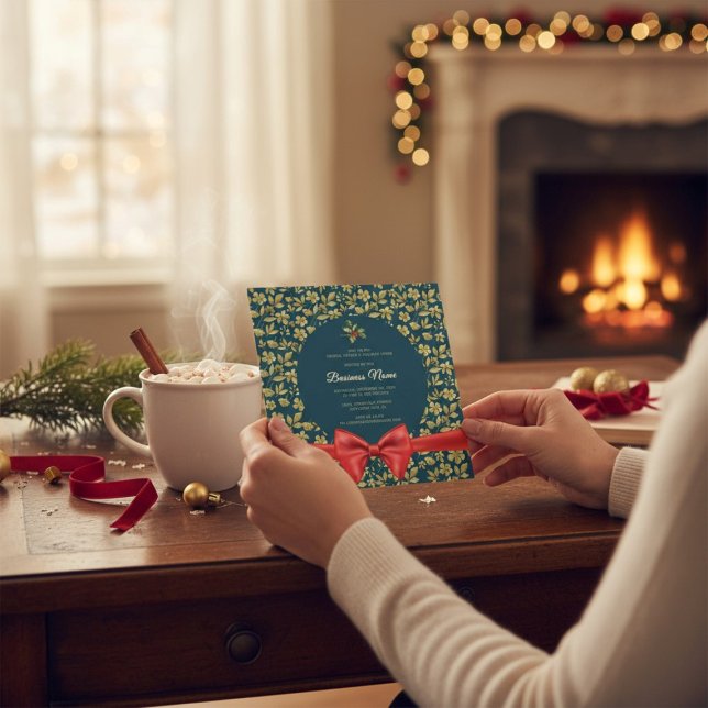 Elegant teal gold Christmas Business Party Invite (Creator Uploaded)