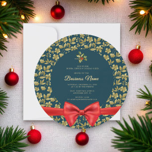 Elegant teal gold Christmas Business Party Invite