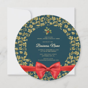 Elegant teal gold Christmas Business Party Invite