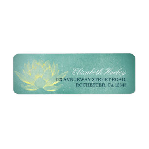 Elegant Teal Gold Lotus Yoga Mediation Instructor Return Address Label